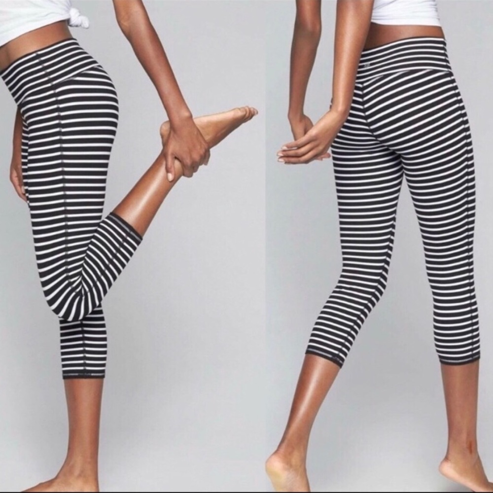 Athleta Stripes Chaturanga Capri Crop Pant Size XS